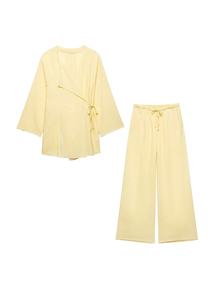 The Butter Set — Linnen Strikblouse & Wijde Broek